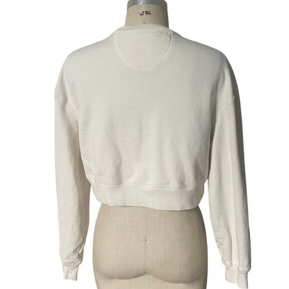 Everlane Organic Cotton Cropped Crew Sweatshirt in Cream Size Small - Picture 4 of 7